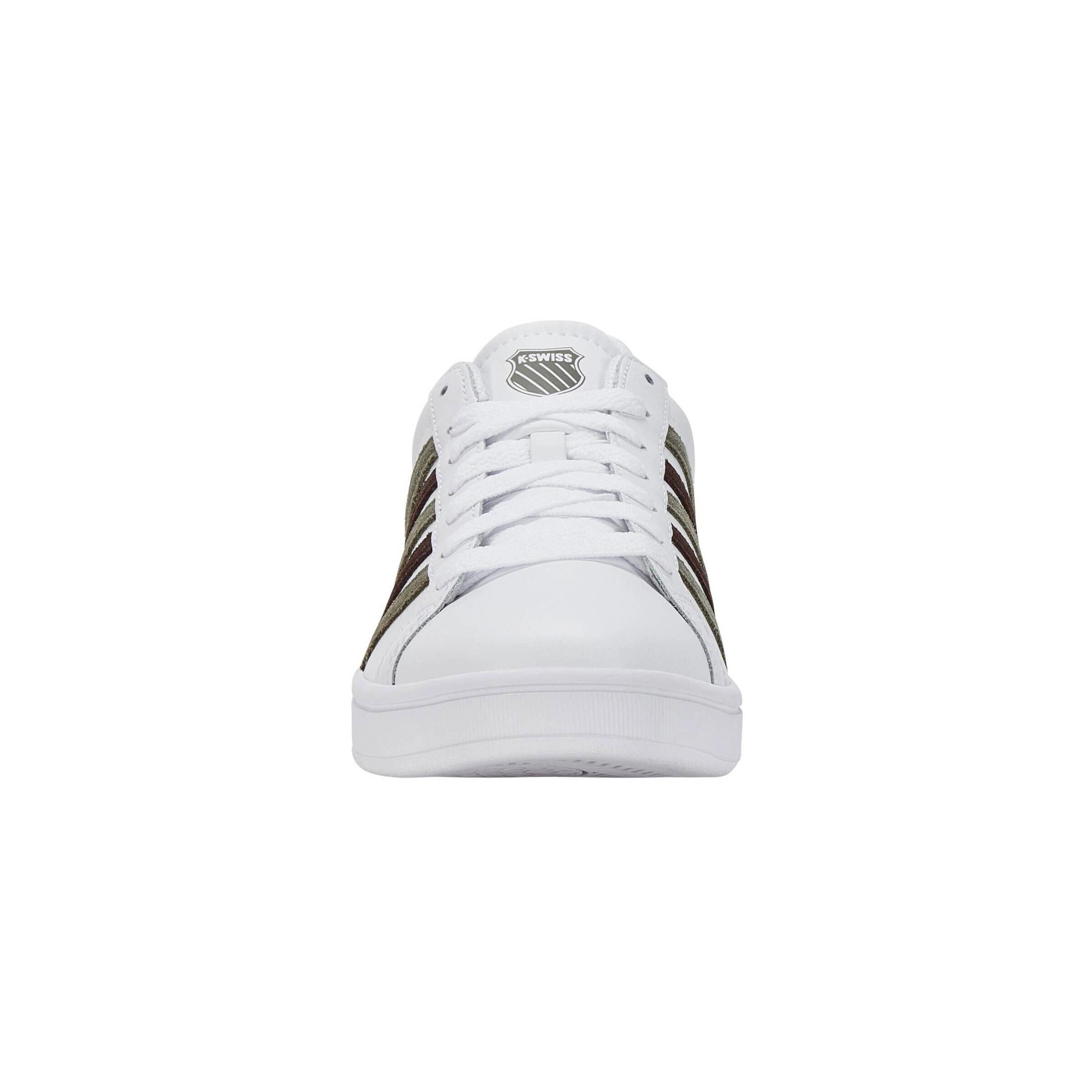 Zapatillas K-SWISS Court Tiebreak Low para hombre, piel lisa, blanco-oliva 3/4