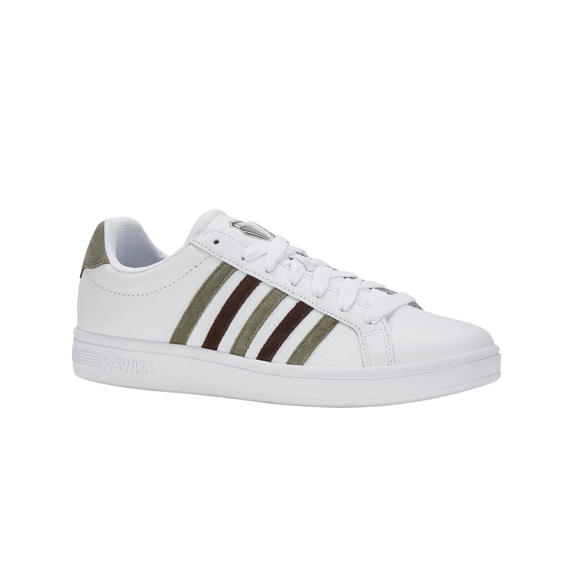 Zapatillas K-SWISS Court Tiebreak Low para hombre, piel lisa, blanco-oliva 2/4