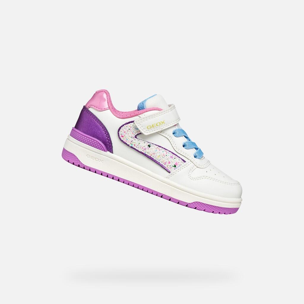 Geox - Baskets Fille J Washiba Girl Blanc/violet Foncé - Chaussures De Sport - Blanc|violet - Decathlon