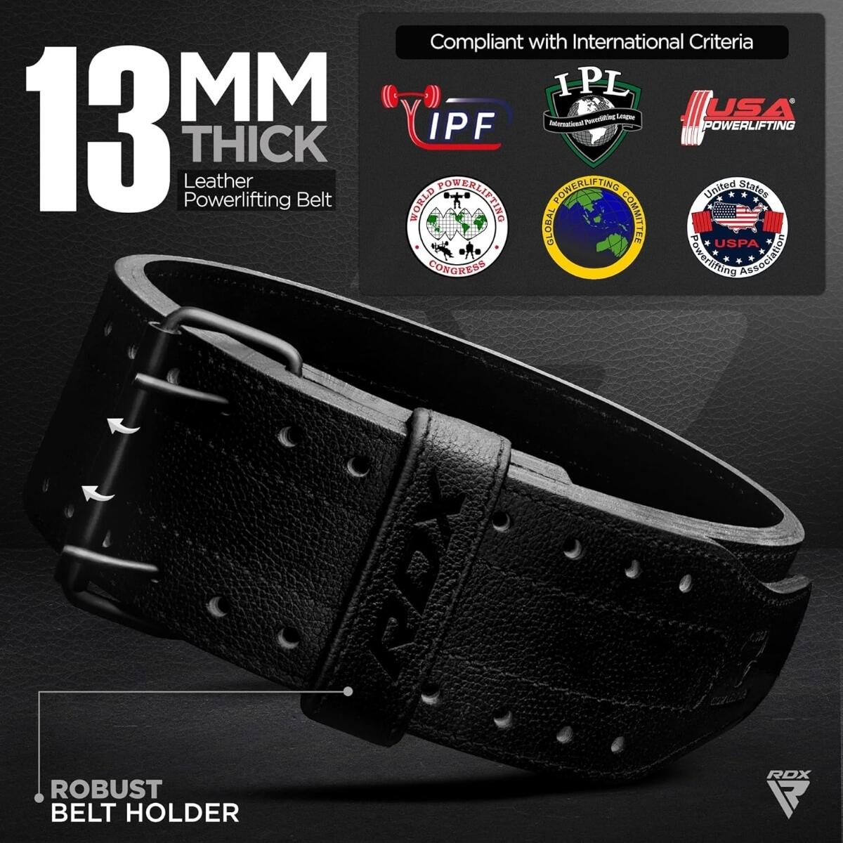 Ceinture de musculation RDX RD13 13 mm – Noir – M 6/6