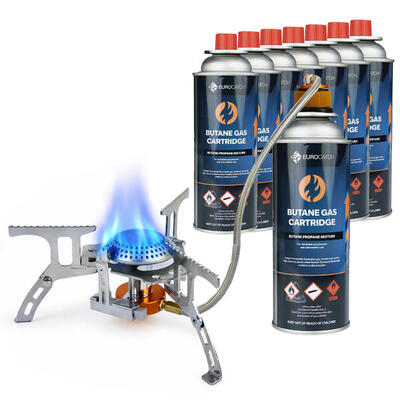 Foldable gas burner 2200w met connector - incl. 8 gasbussen