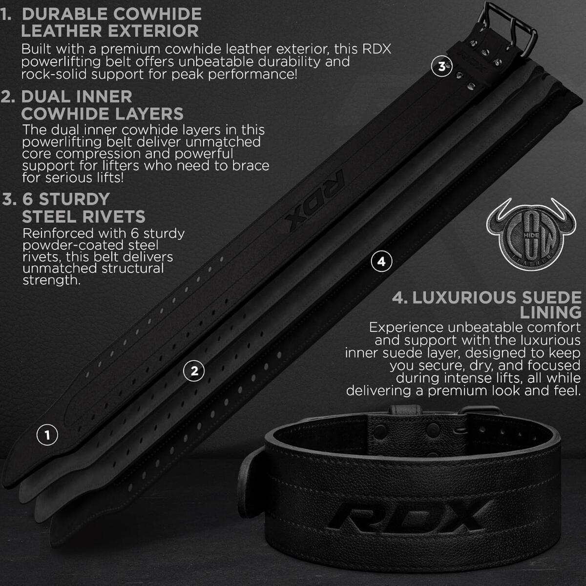 Cintura da sollevamento pesi RDX RD10 10 mm – Nero – XL 4/6