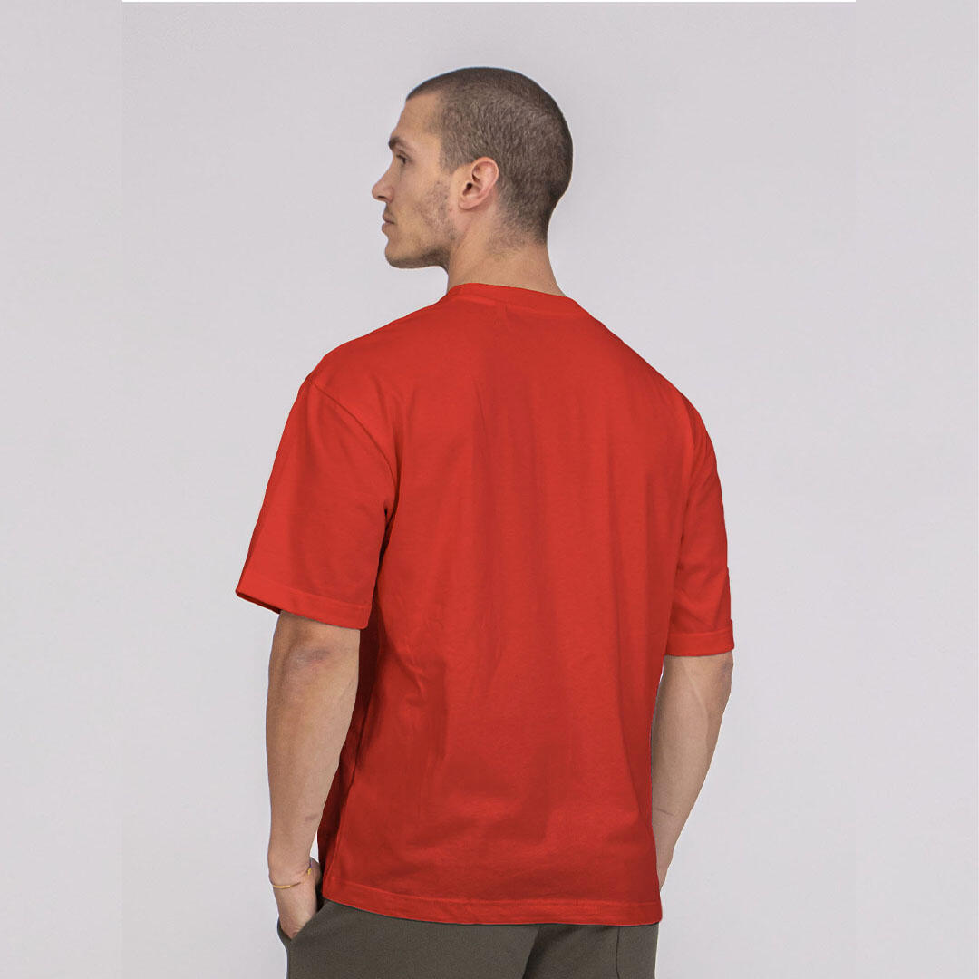 T-shirt unisex oversize cotone pre post allenamento tempo libero Rossa 3/5