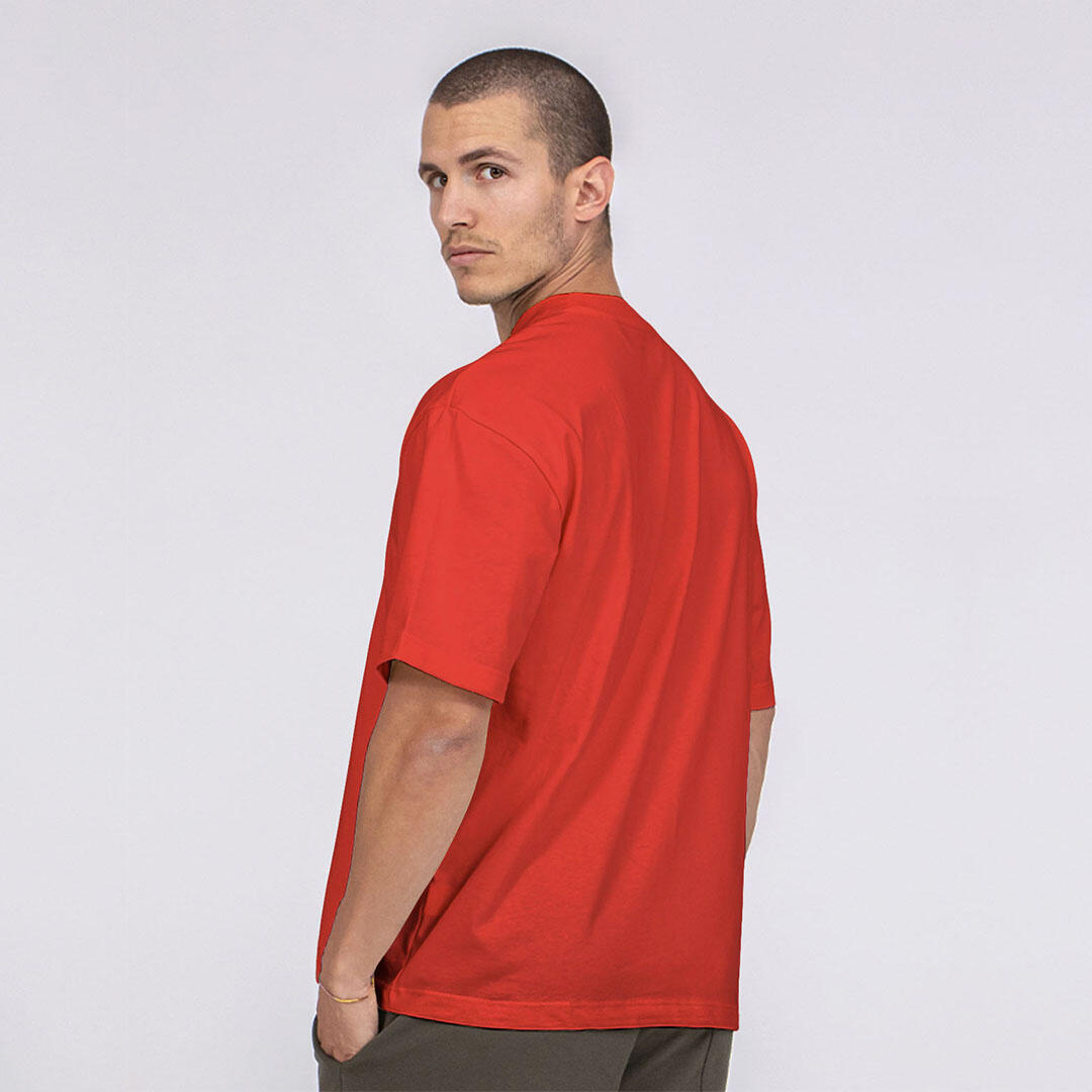 T-shirt unisex oversize cotone pre post allenamento tempo libero Rossa 2/5