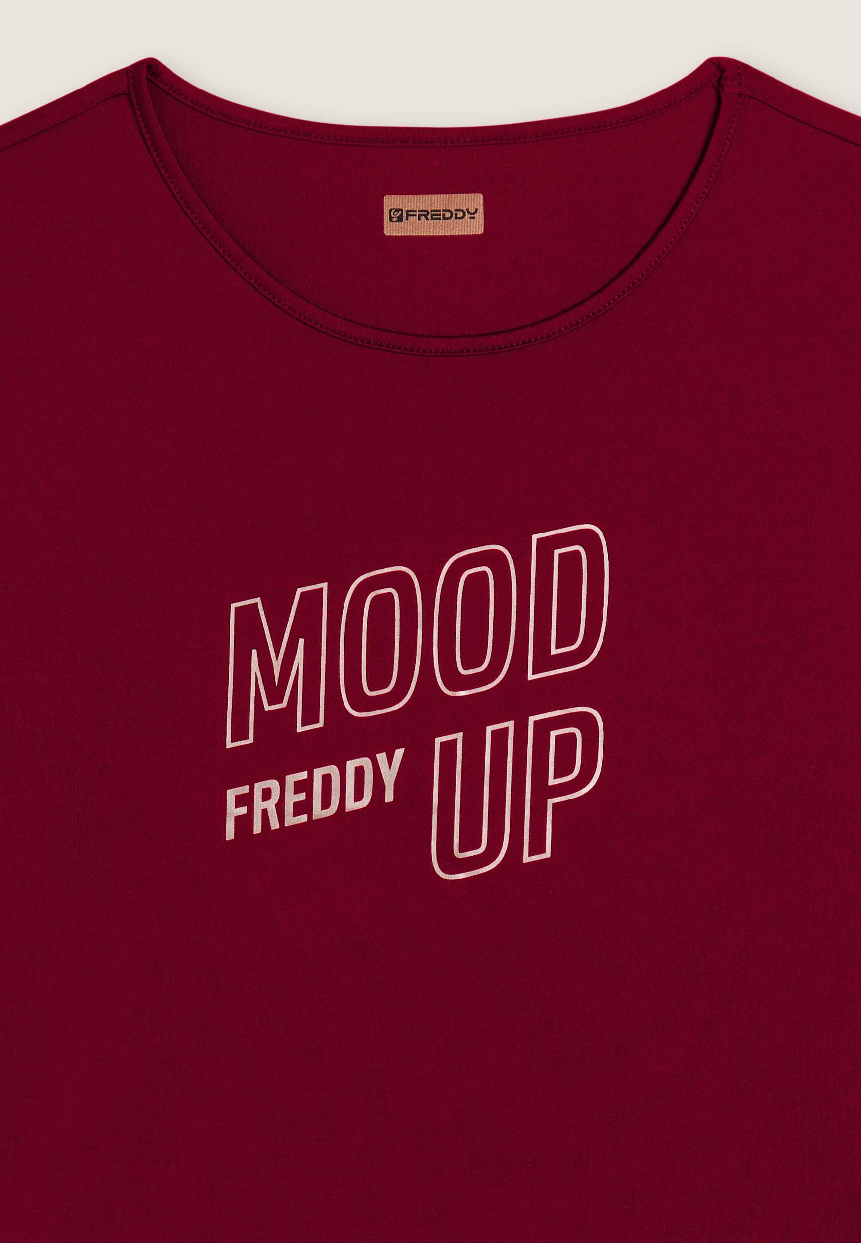 T-shirt cropped con maniche ampie e stampa Mood Up 3/3