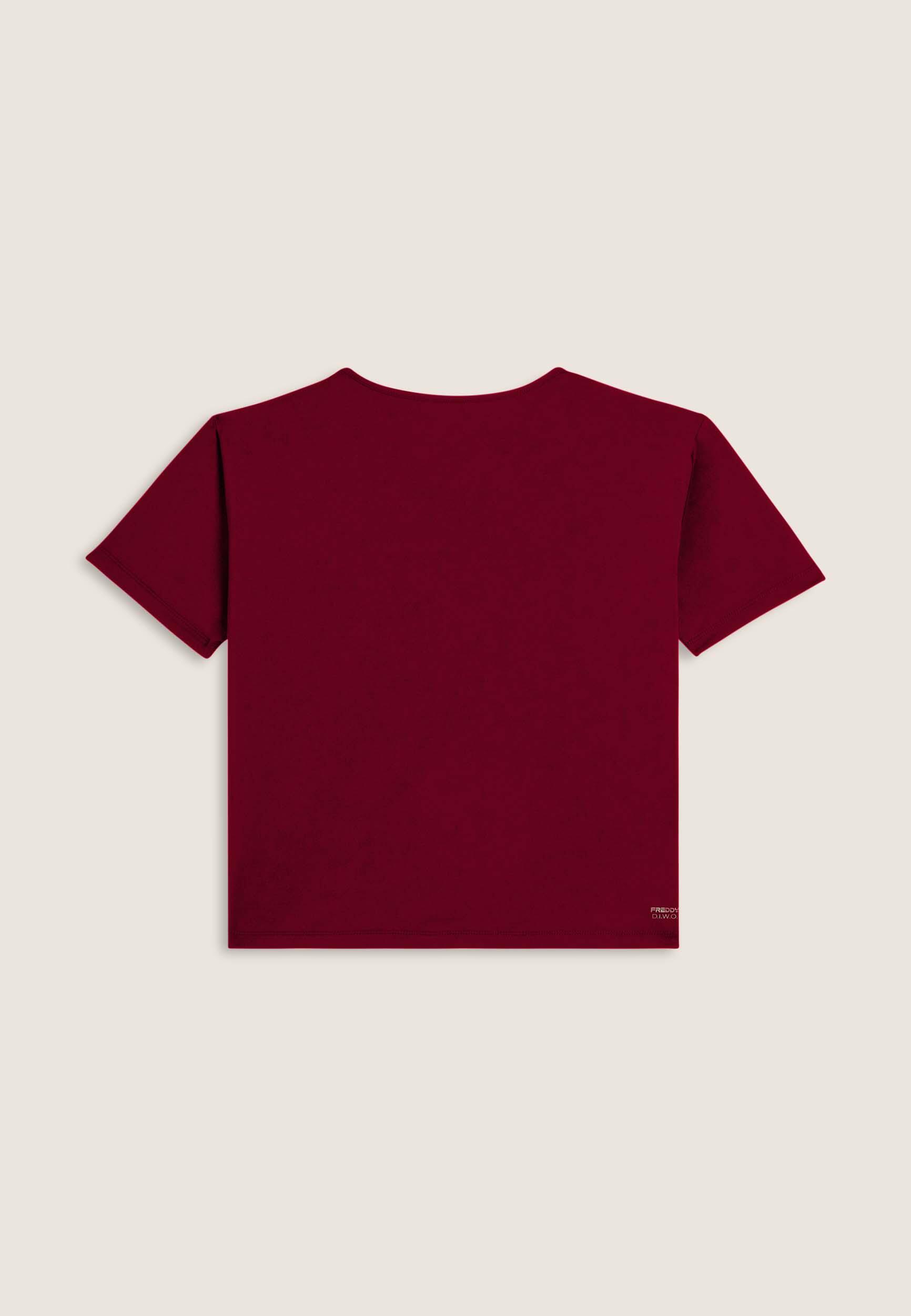 T-shirt cropped con maniche ampie e stampa Mood Up 2/3
