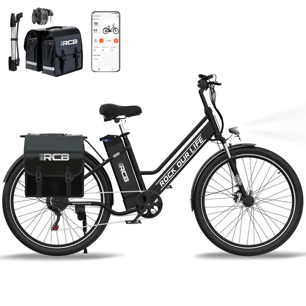 Electric City Bike RK8S, 250W, 26", step‑through, 374Wh battery, range 30‑50km