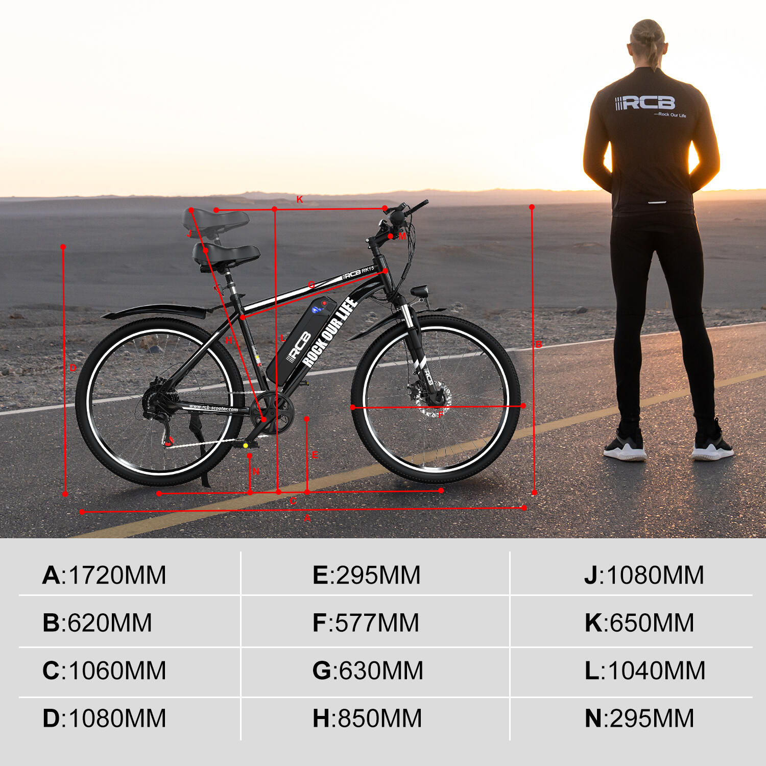 Bicicletta Elettrica per Adulti 26", E-Bike, 30-50 km, RCB-RK15 2/8