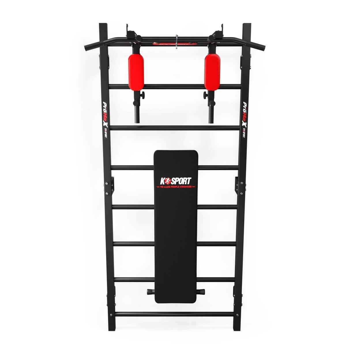 Jeu multifonctionnel : espalier de gym, barre de traction à dips et banc 3/7