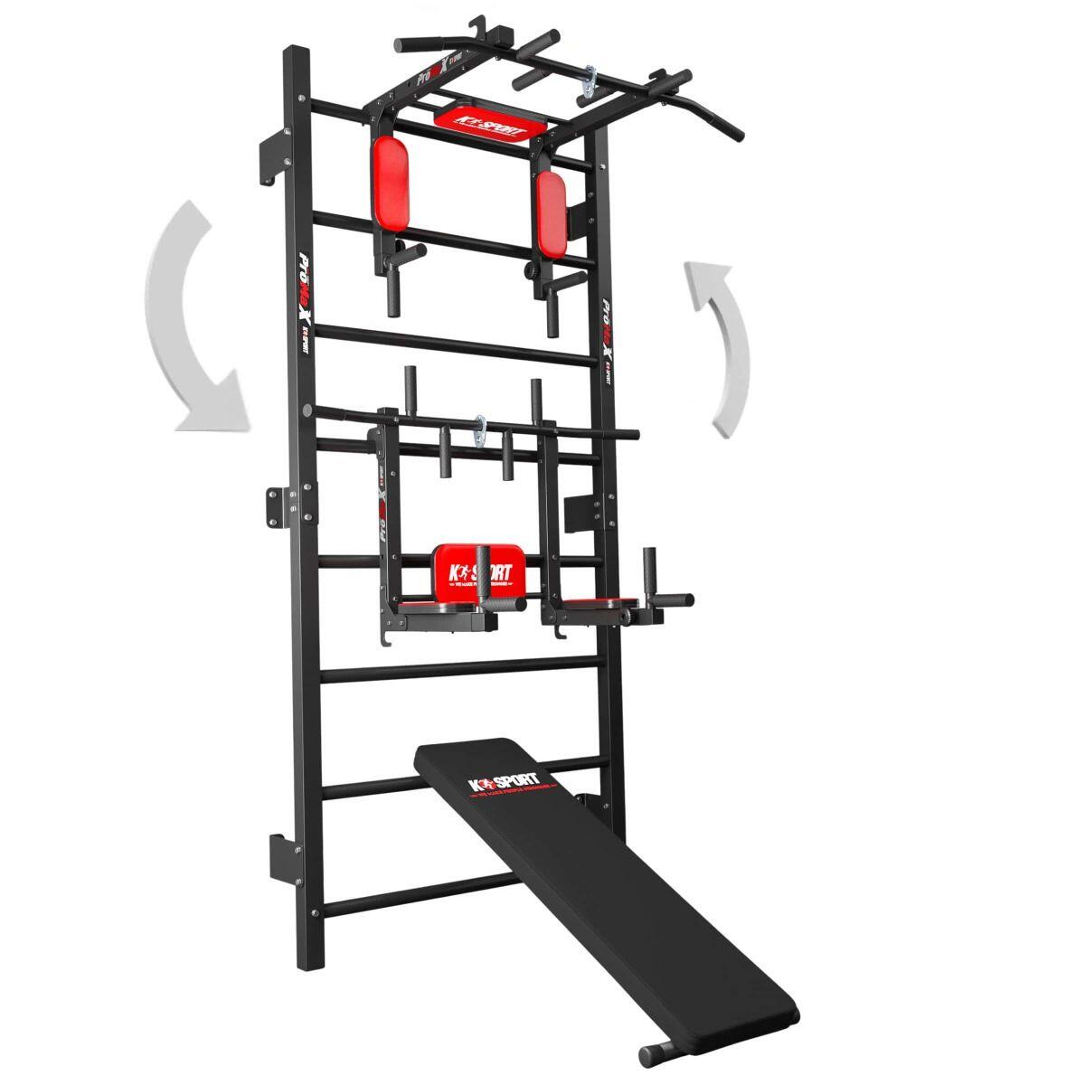 Kit D’entraînement Mural – Espalier Avec Barre De Traction, Adultes Et Enfants (dès 3 Ans) – Charge 100 Kg, Hauteur 224 Cm