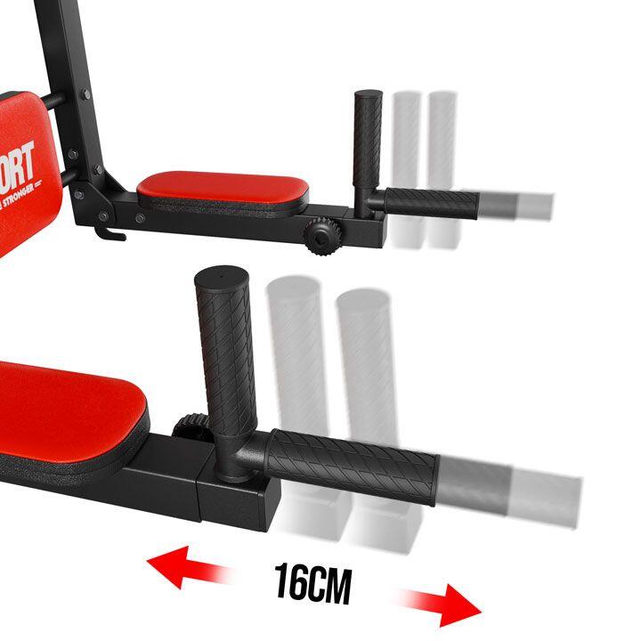 Jeu multifonctionnel : espalier de gym, barre de traction à dips et banc 5/7