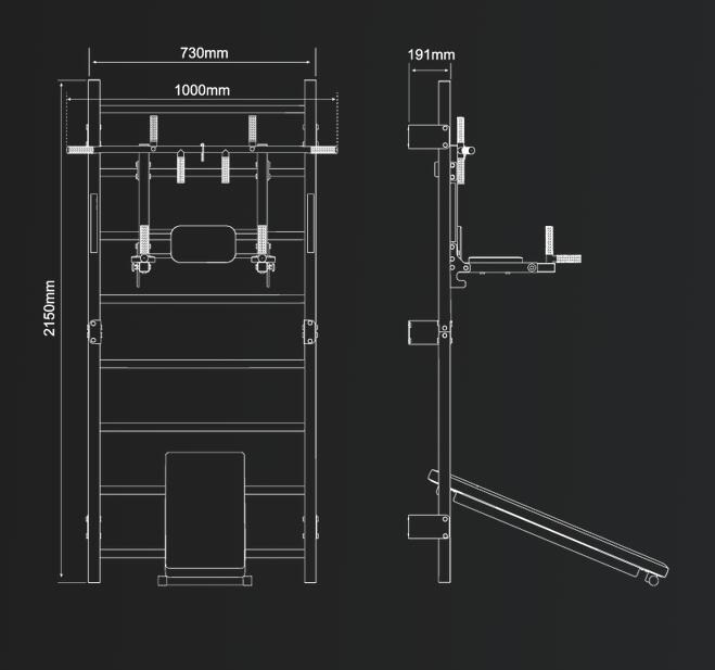 Jeu multifonctionnel : espalier de gym, barre de traction à dips et banc 7/7