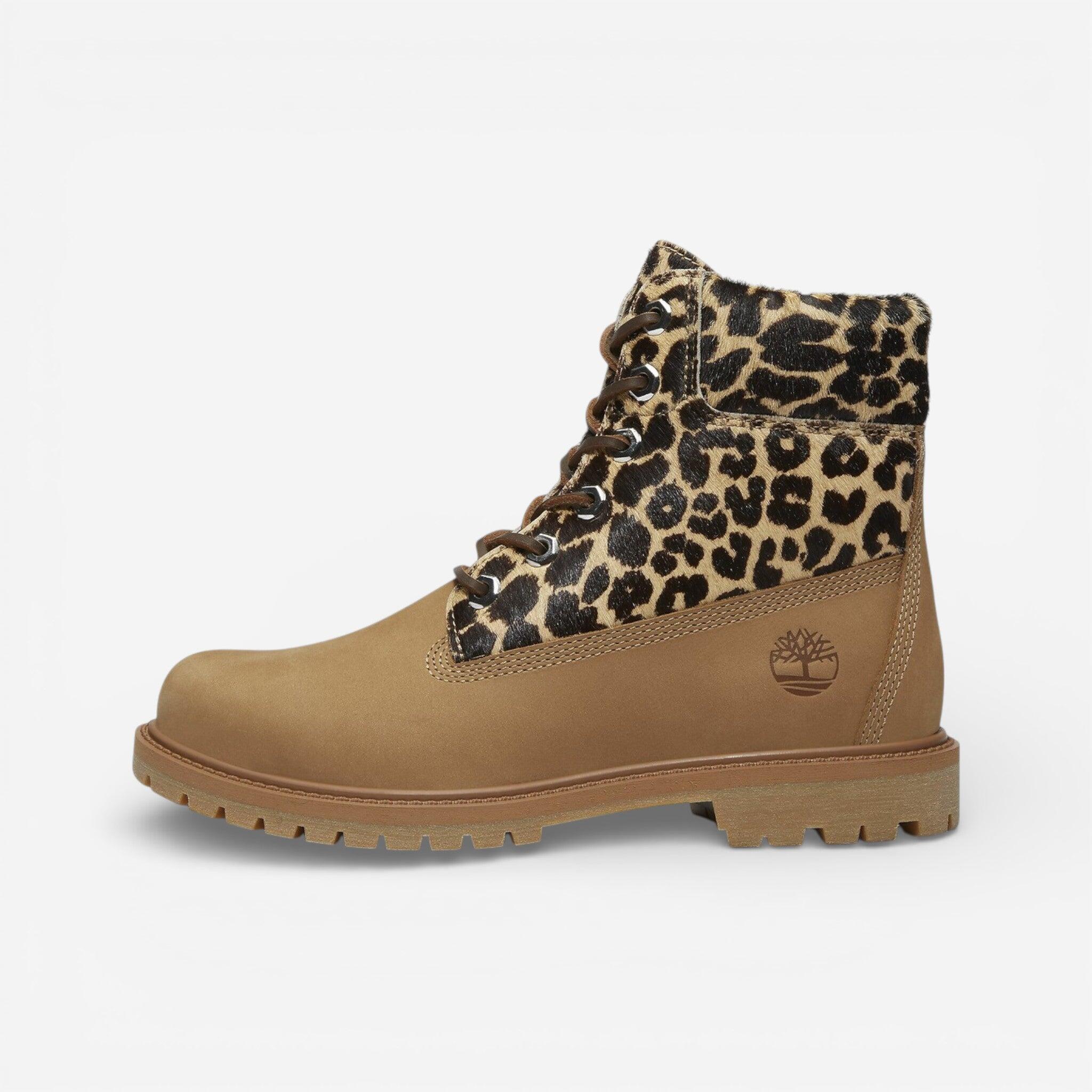 Timberland 6" Premium Boot Leopard Print Beige Nubuck (Women's) 2/3