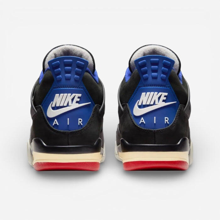 Air Jordan 4 Rare Air Black/Fire Red/Deep Royal Blue/Dark Smoke Grey/Tech Grey 3/4