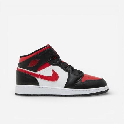 Nike Air Jordan 1 Mid Bred Toe Black Fire Red White (GS)