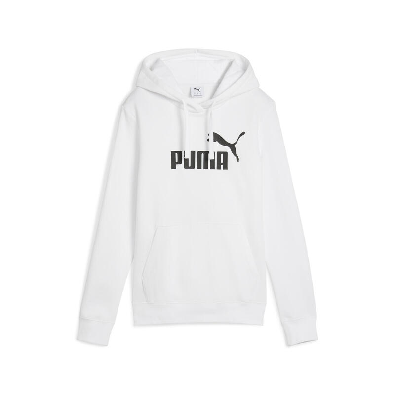 Pulover femei glugă cu șnur, buzunar cangur Ess No. 1 Logo, alb PUMA