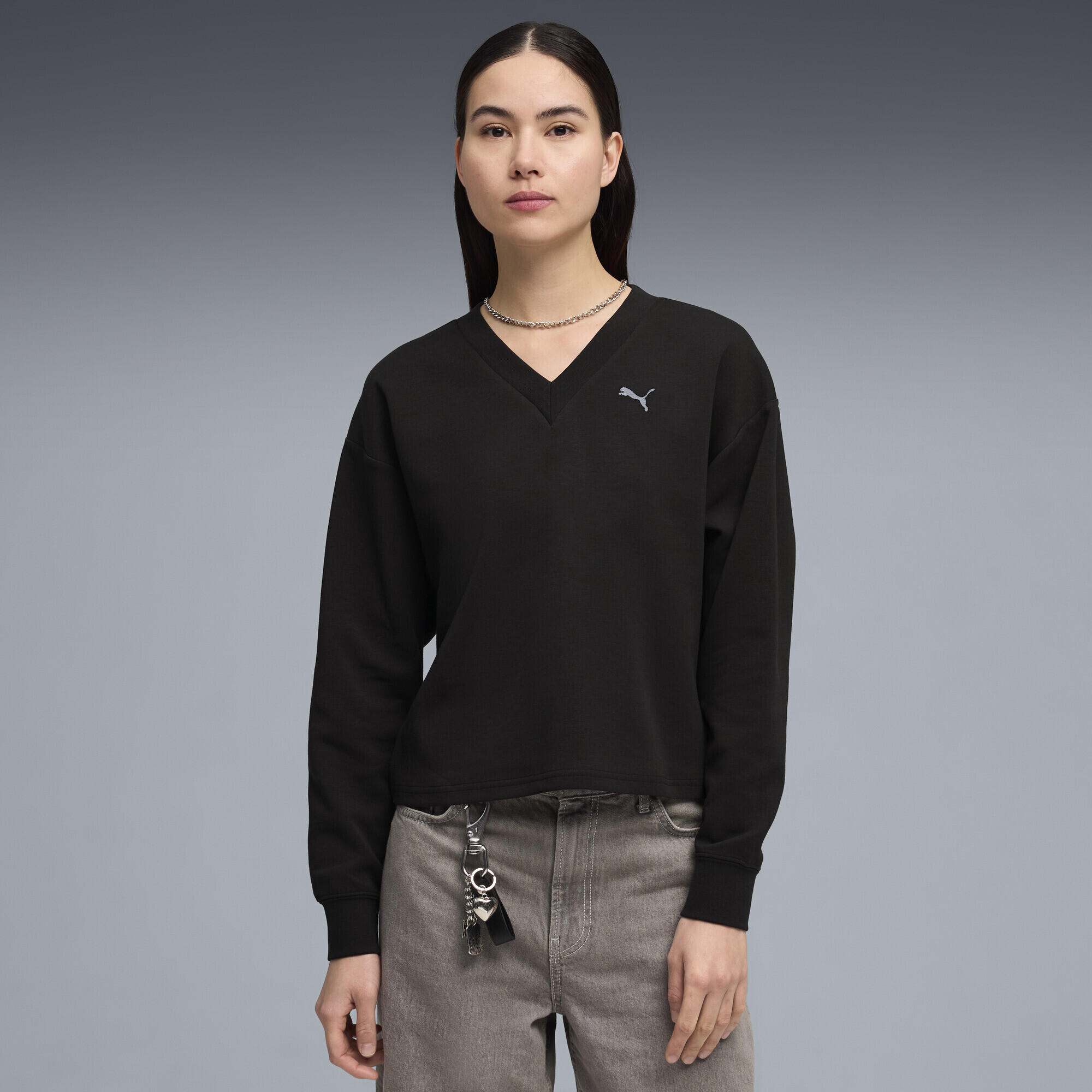 Essentials Elevated Sweatshirt mit V-Ausschnitt Damen PUMA 2/5