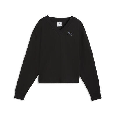 Essentials elevated sweatshirt met v-hals voor dames puma