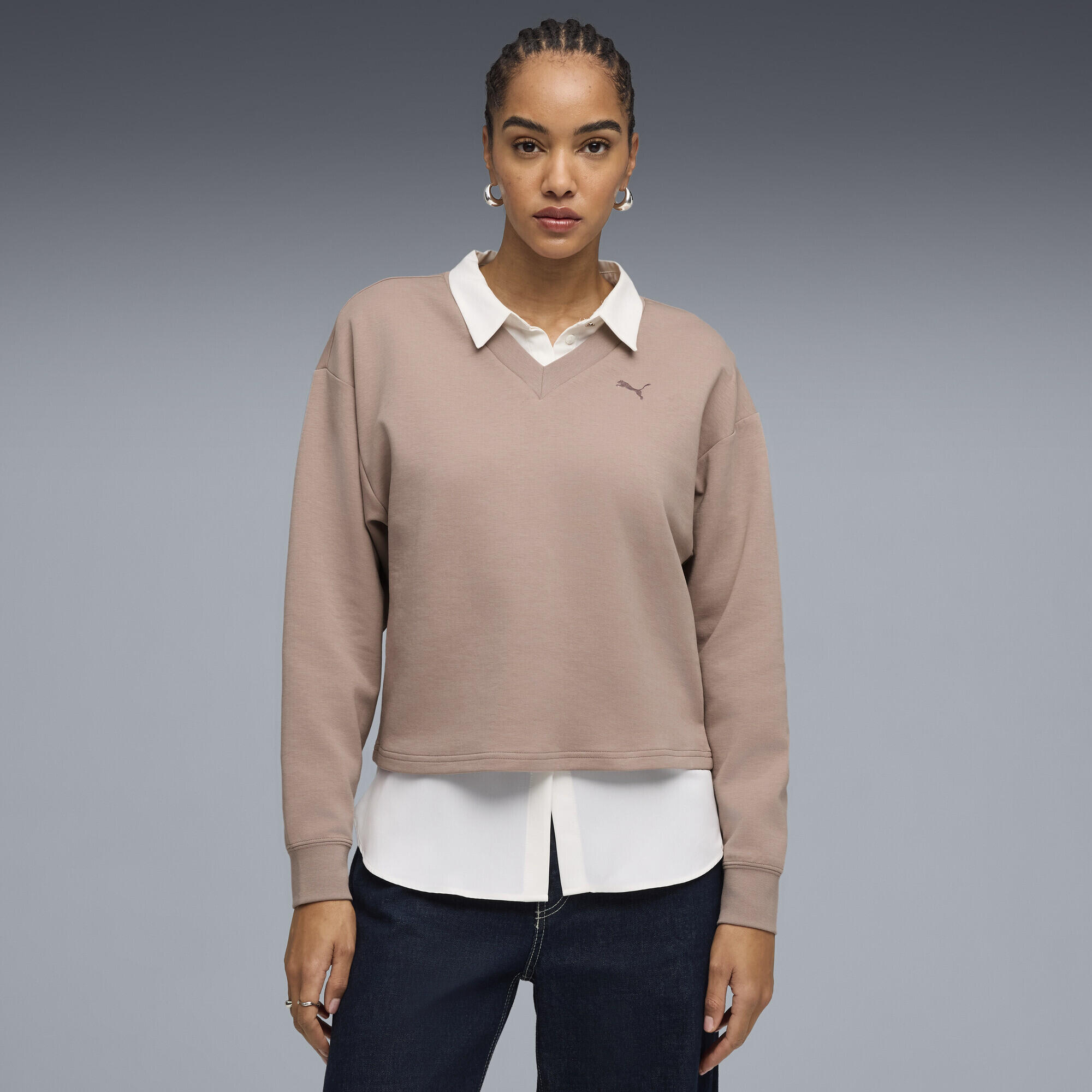 Essentials Elevated Sweatshirt mit V-Ausschnitt Damen PUMA 2/5