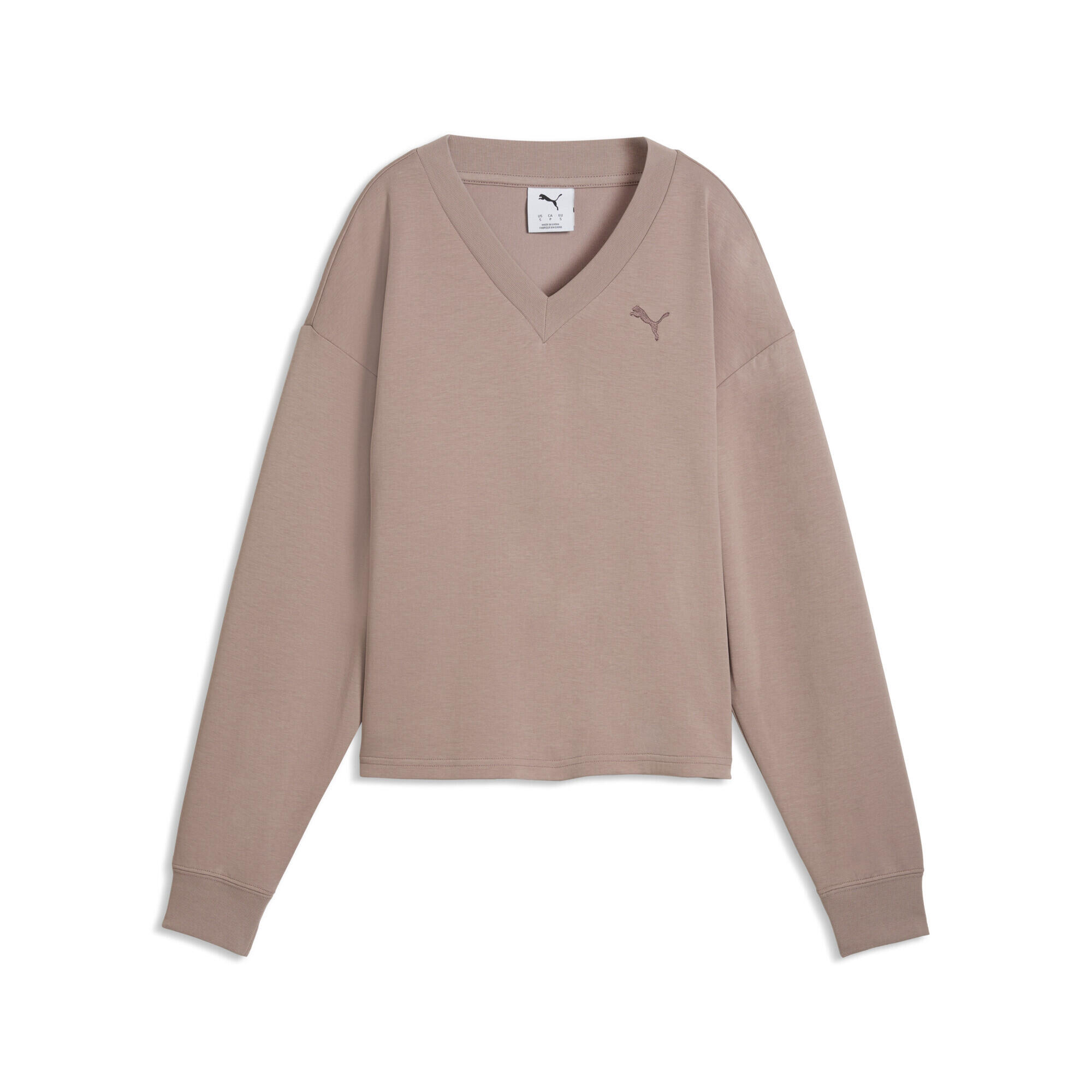 Puma - Sweat À Col En V Essentials Elevated Femme Puma - Pull - Beige - Decathlon