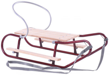 Sanki metalowe z oparciem i podnóżkami bordowe