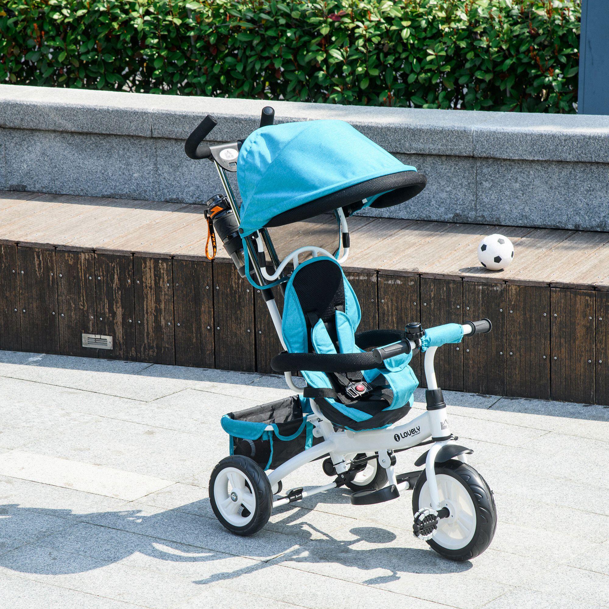 Triciclo para Bebés HOMCOM 95x50x106 cm Azul 2/8