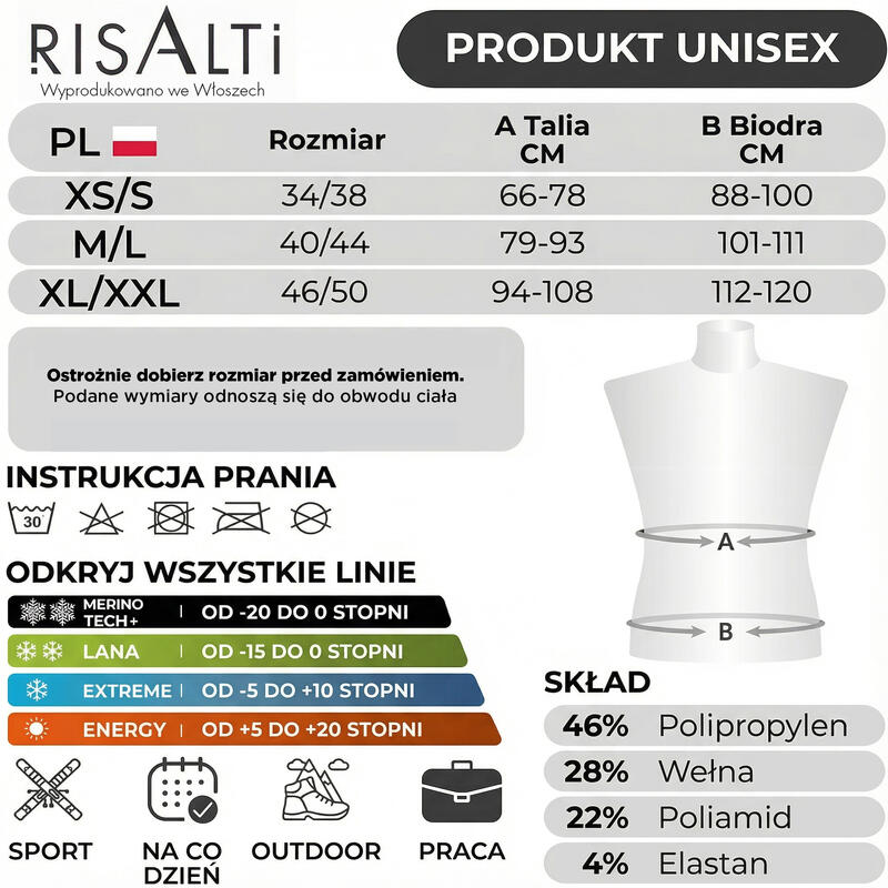 Tricou funcțional din lână merinos pentru bărbați Risalti Termica