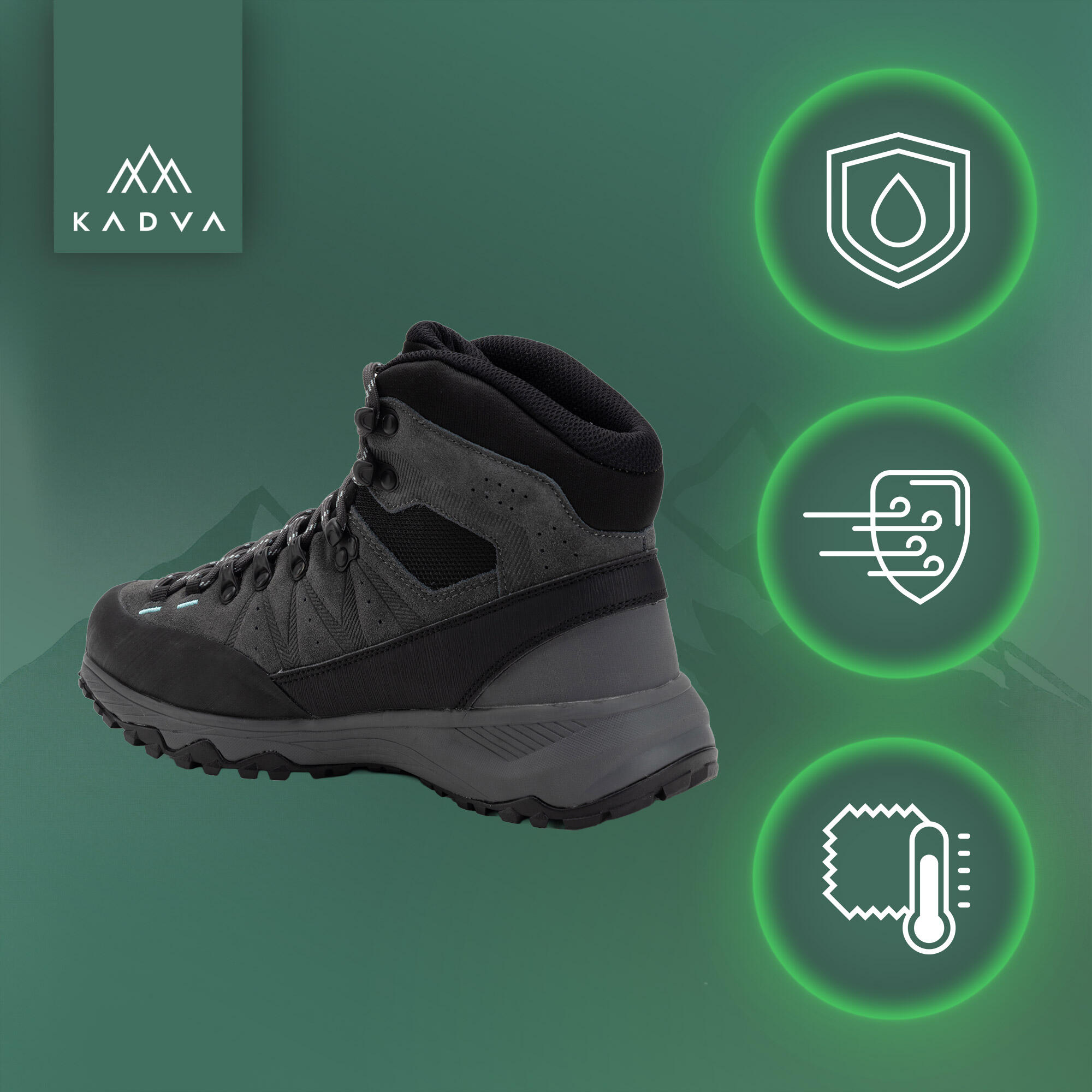 Botas de trekking femininas KADVA Stride Mid à prova d'água 3/6