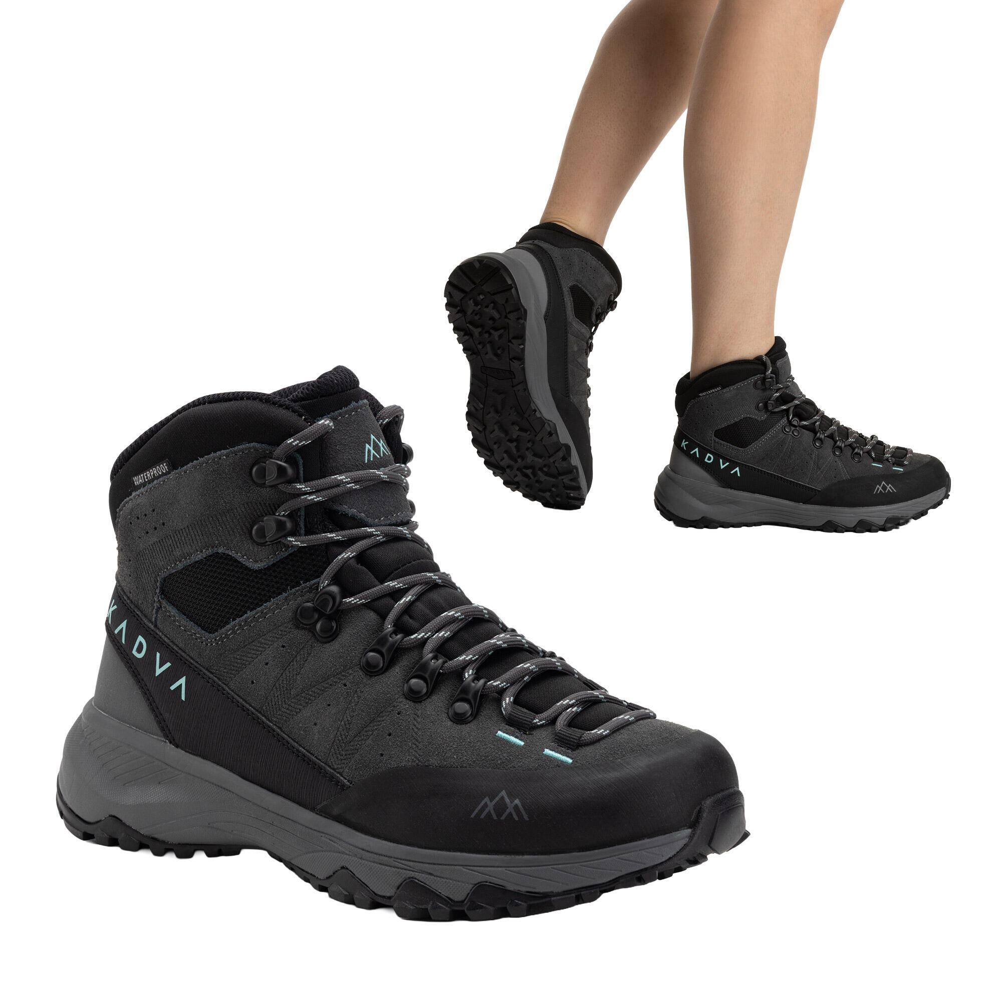 Kadva - Chaussures De Trekking Pour Femmes Kadva Stride Mid Waterproof - Chaussure D'Approche - Gris|noir - Decathlon