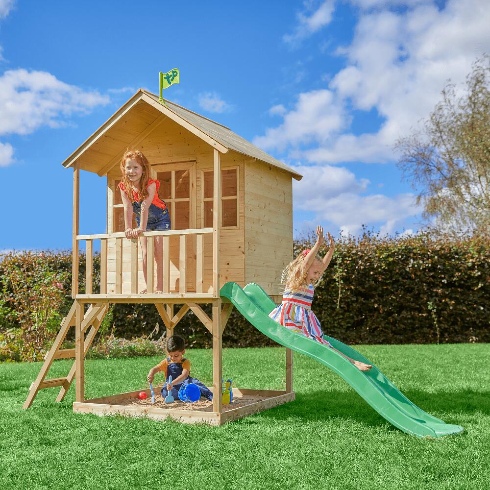 Maisonnette cabane sur pilotis avec toboggan COLLINE bois FSC® 2/5