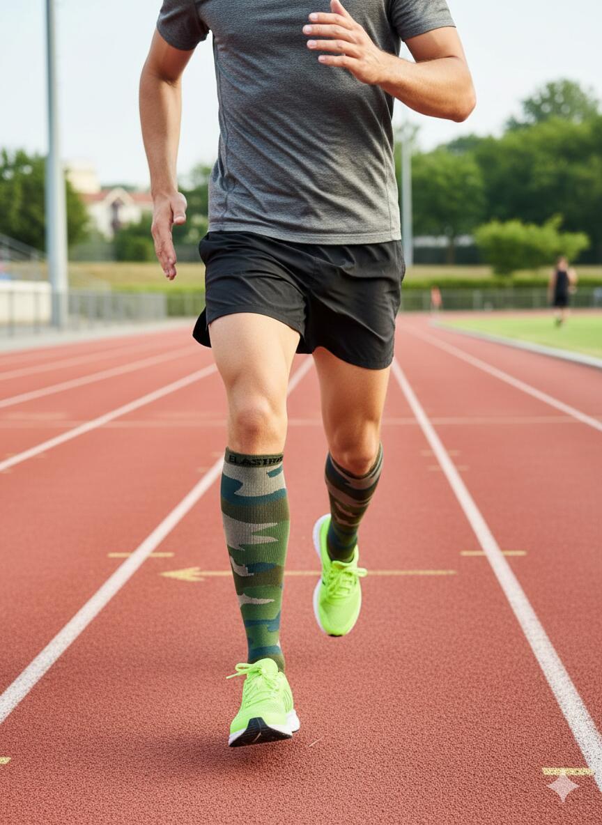 Chaussettes de compression haute - Running, course, vélo et sports - Camouflage 4/5