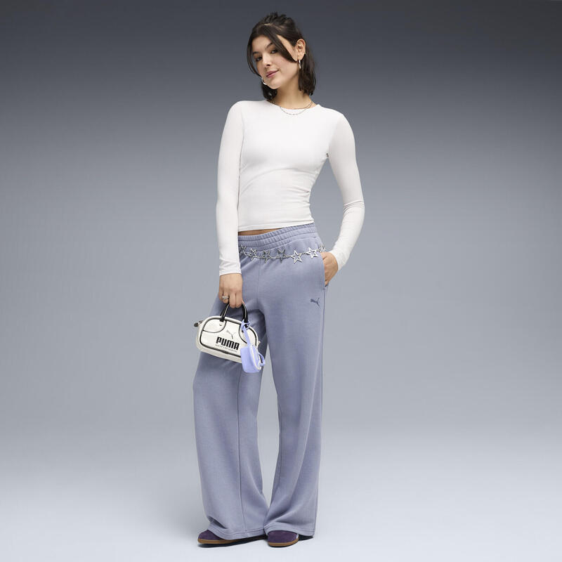 Pantalon femei croială largă talie înaltă, mov deschis PUMA
