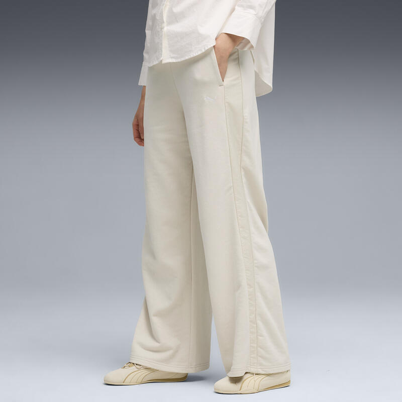 Pantalon femei talie înaltă, croială largă Her, crem PUMA