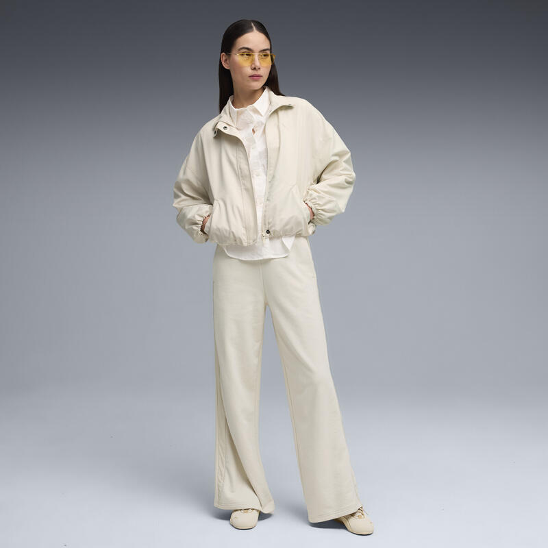 Pantalon femei talie înaltă, croială largă Her, crem PUMA