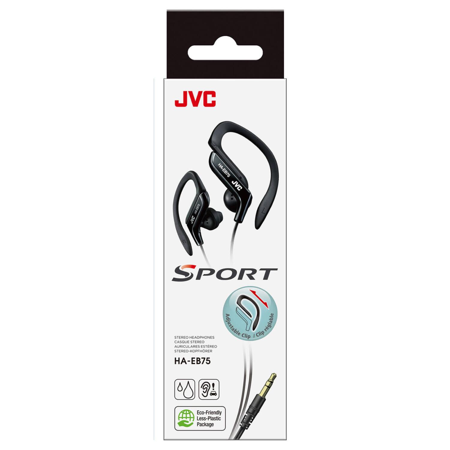 Auriculares Deportivos JVC HA-EB75 de Clip, Sonido Potente, Cable 1,2m Negro 2/4