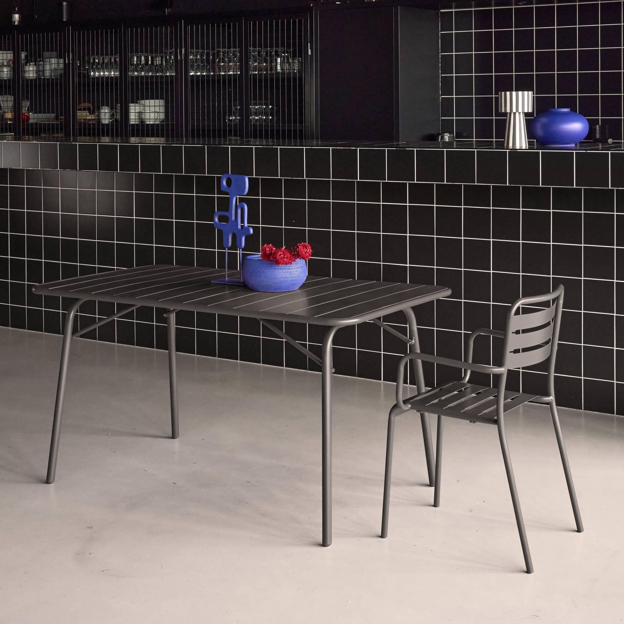 Mesa de jardim dobrável metálica, 140cm, Antracite 4/6