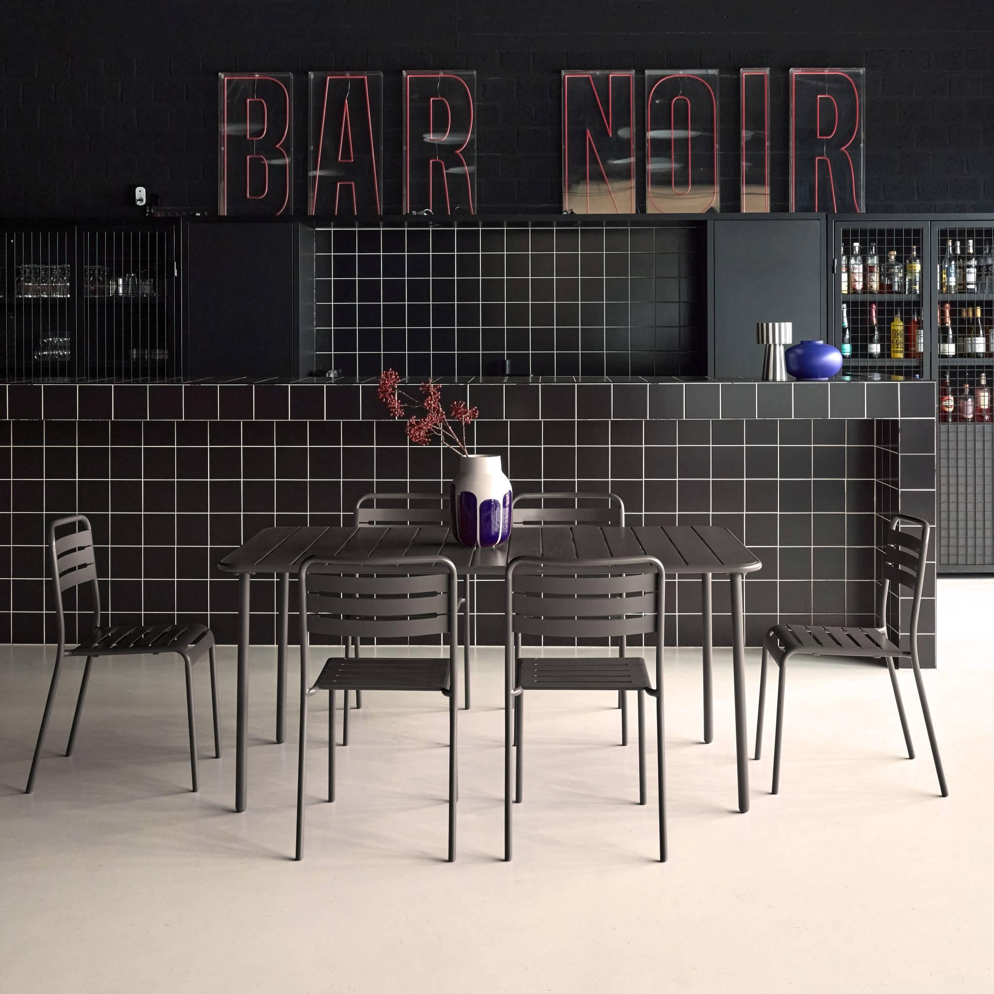 Mesa de jardim em metal com 6 cadeiras, Antracite 3/6