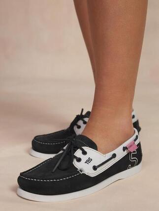 Chaussures bateau femme PHIS727 Navy Blanc 1973