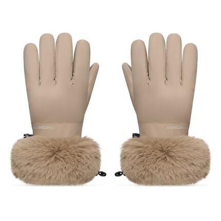 Gants de ski rétro en fausse fourrure Homme et Femme Langlauf Camel Beige