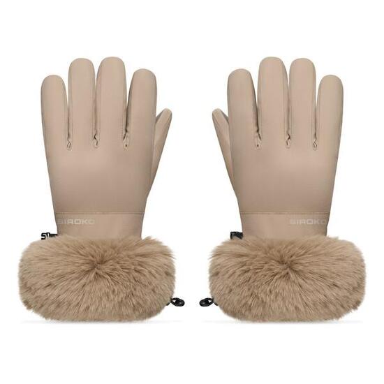 Gants de ski rétro en fausse fourrure Homme et Femme Langlauf Camel Beige