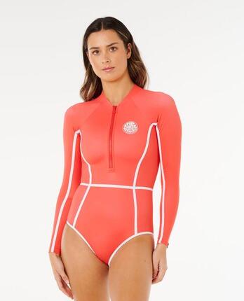 Damen Langarm Classic Surf Badeanzug Schwarz