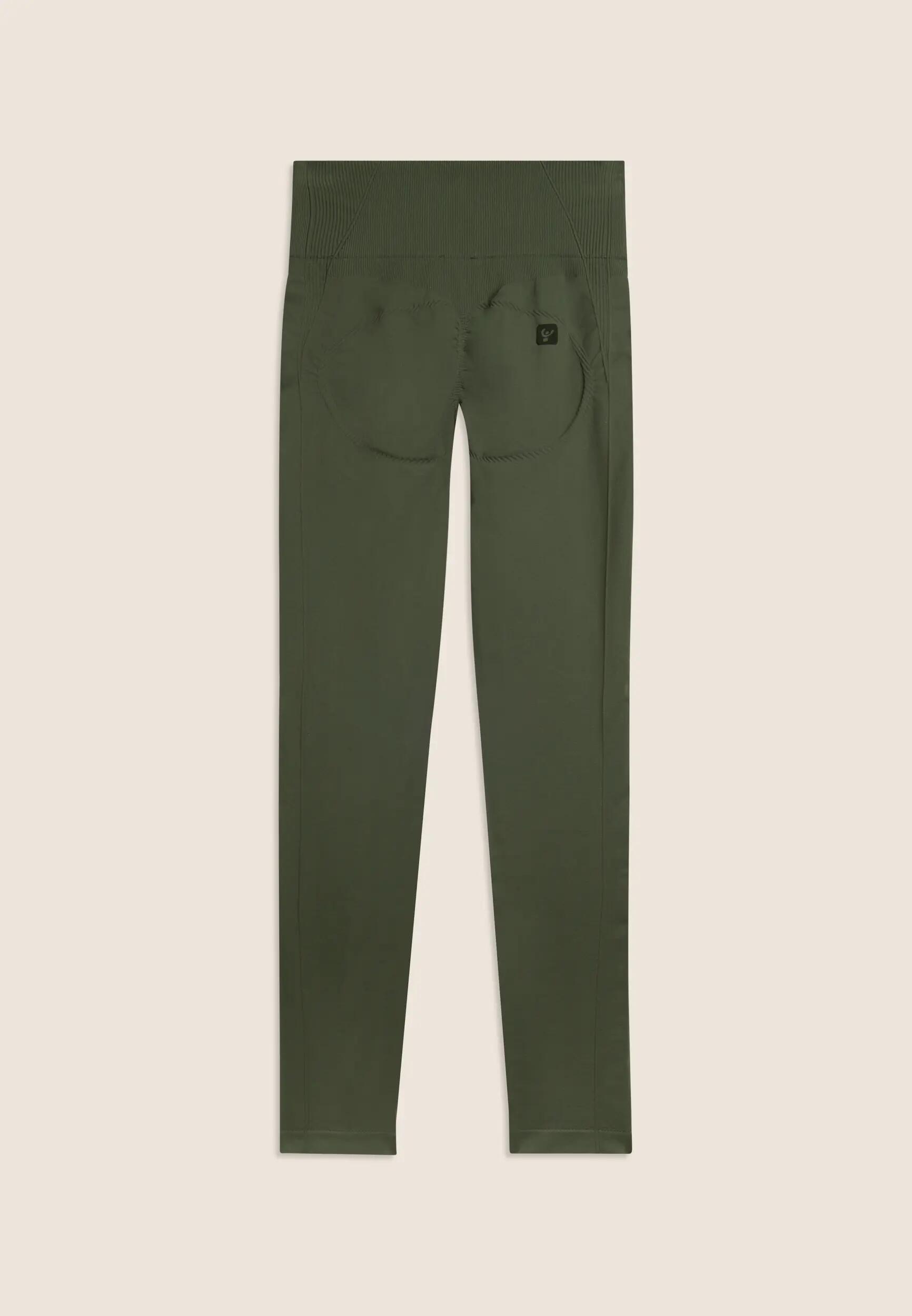 Leggings Seamless 7/8 con Vita Alta e Inserti in Costina 5/6
