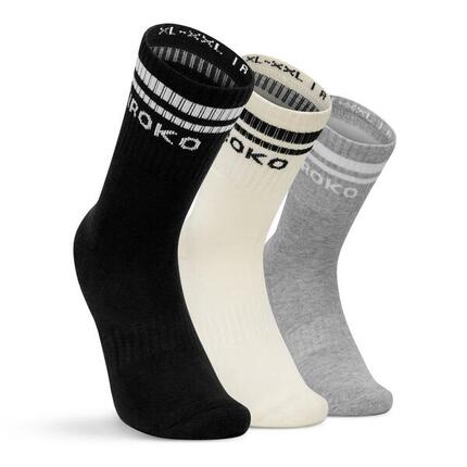 Lot de 3 chaussettes de sport mi-mollet Fitness Homme et Femme Tribe Noir