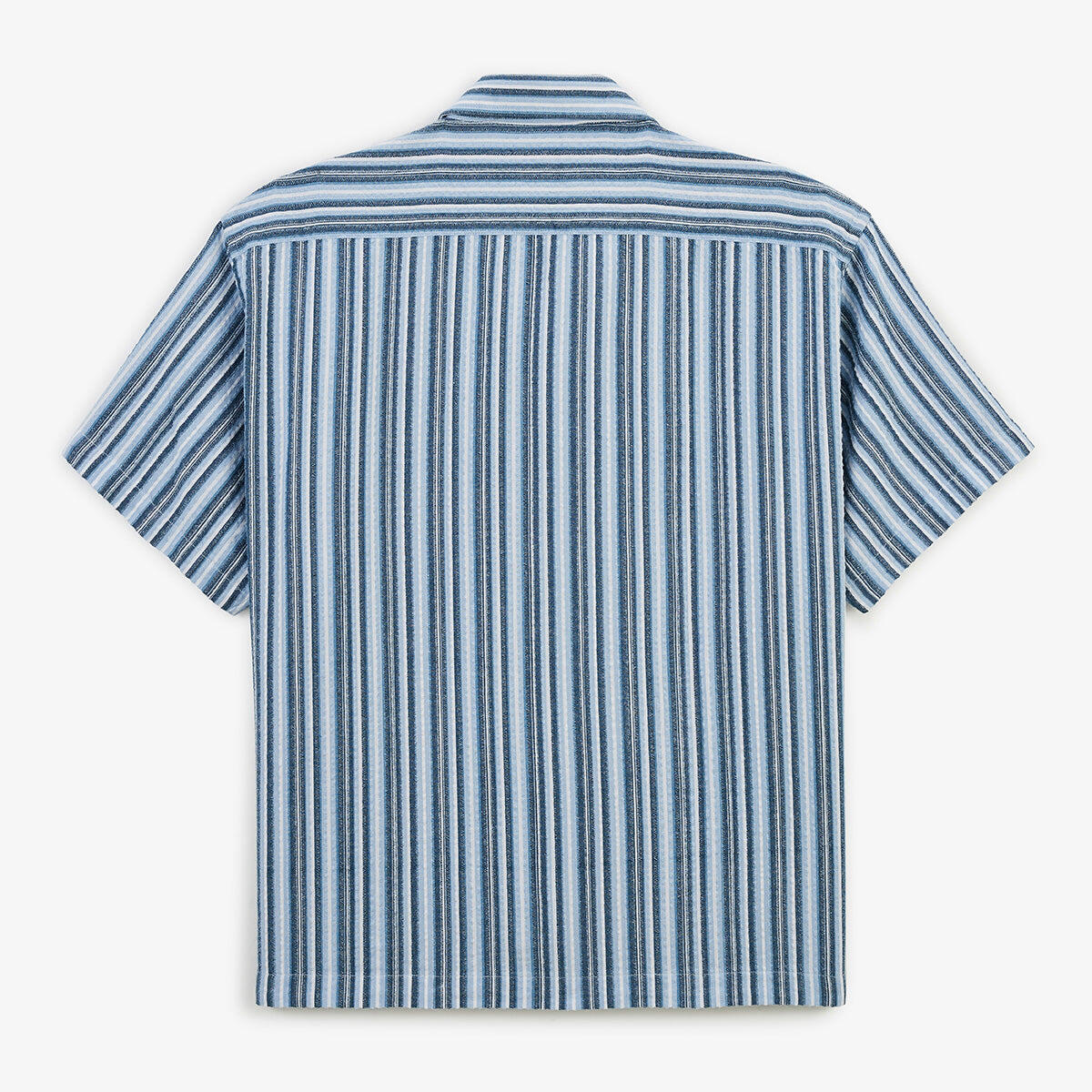 Camicia a maniche corte in cotone Caracas a righe blu navy 3/6