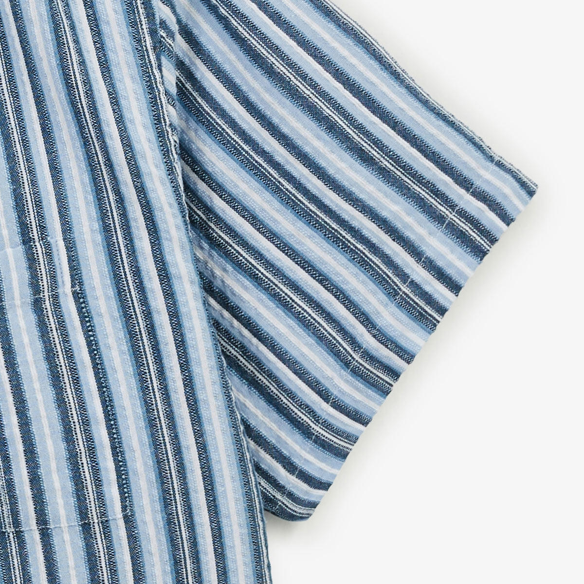 Camicia a maniche corte in cotone Caracas a righe blu navy 5/6