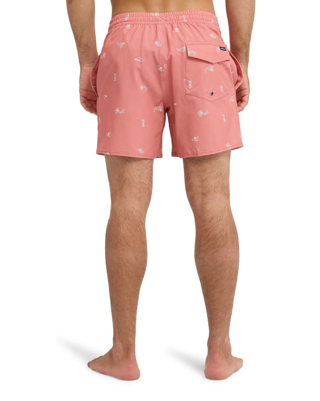 Short de bain STRETCH PRINTED VOLLEY 16" Rose Homme 3/4
