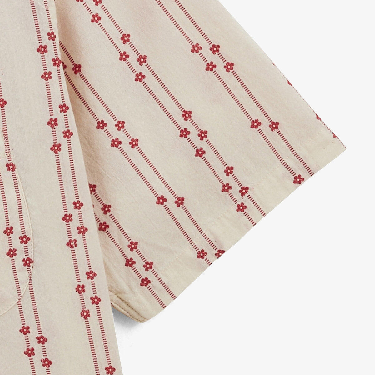 Camisa jacquard de manga corta con flores bordadas en algodón blanco 4/6