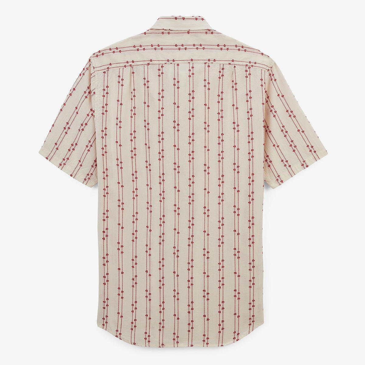 Camisa jacquard de manga corta con flores bordadas en algodón blanco 3/6