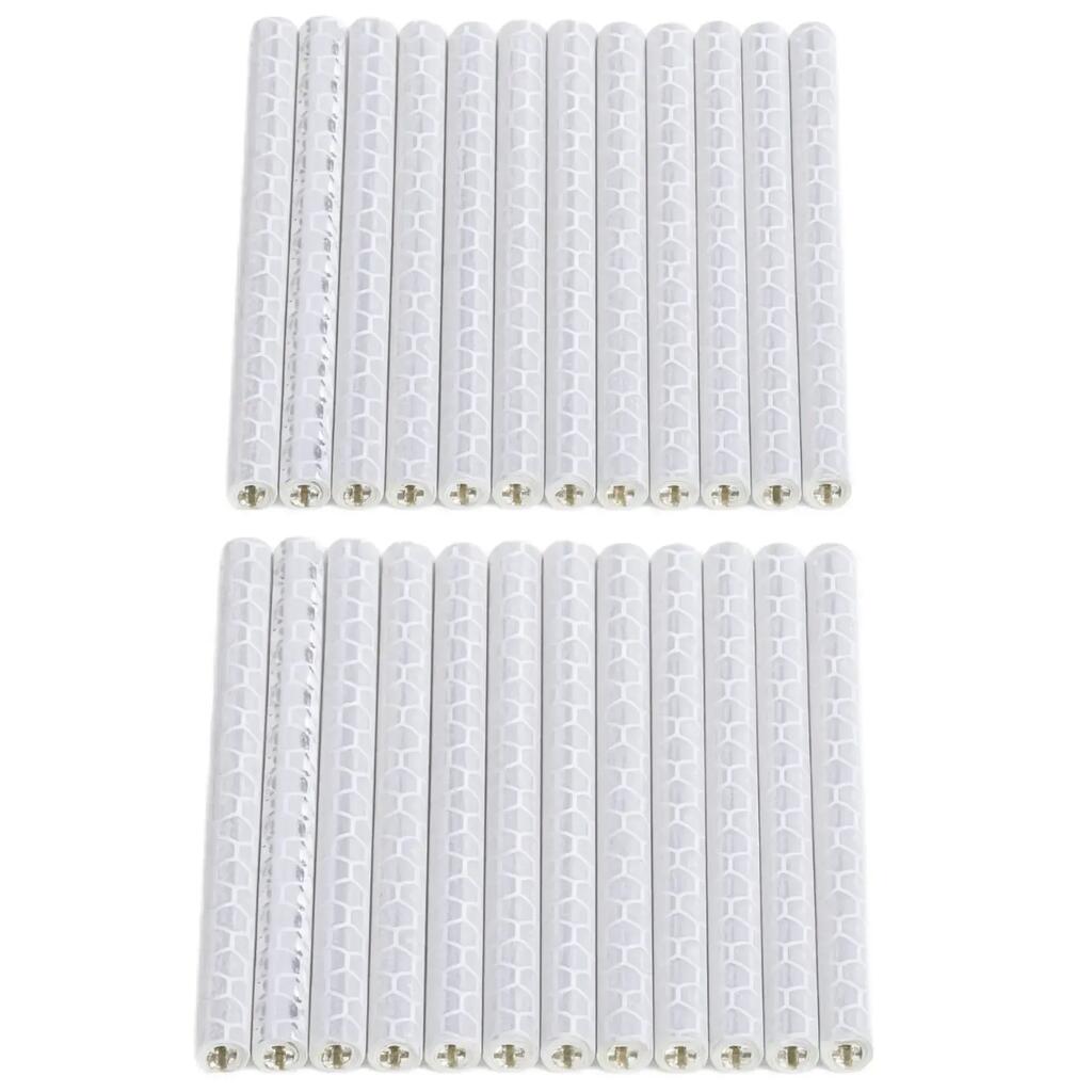 Bike spoke reflective tubes white 24 pack clip on 75 mm ABS