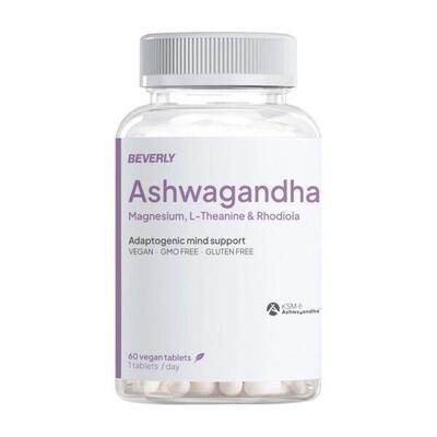 Ashwagandha ksm-66, magnesium, l-theanine en rhodiola - 60 beverly nutriti caps